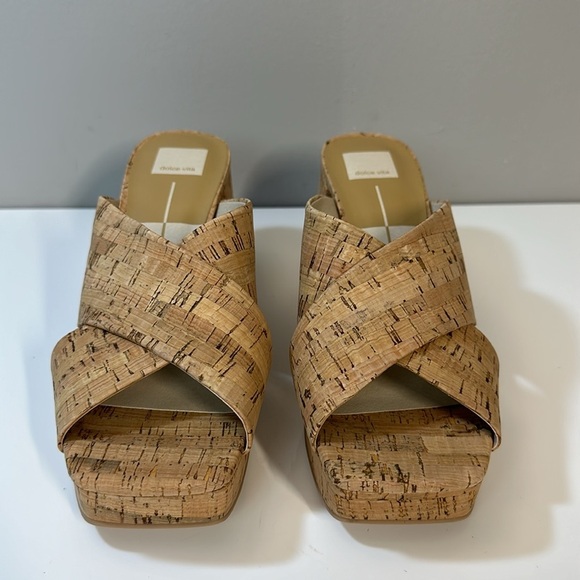 Dolce Vita Martin Cork Square Toe Slides Heeled Sandals Size 11 - Picture 5 of 15